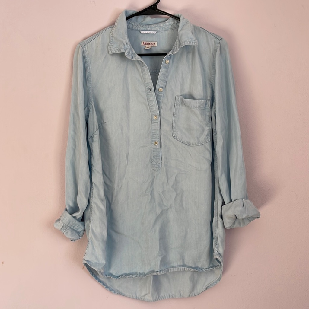 Blue Half Button Up